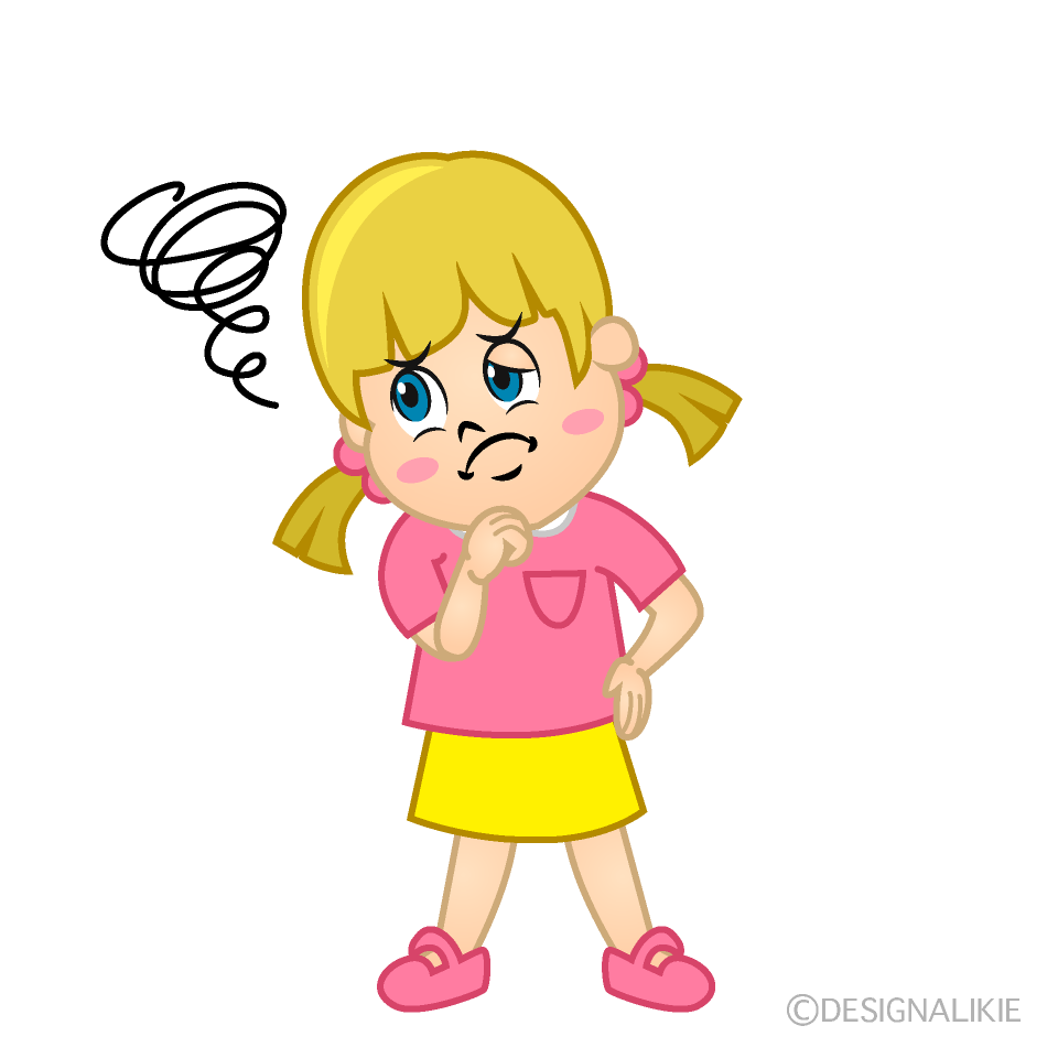 Worried Girl Cartoon Free PNG Image｜Illustoon