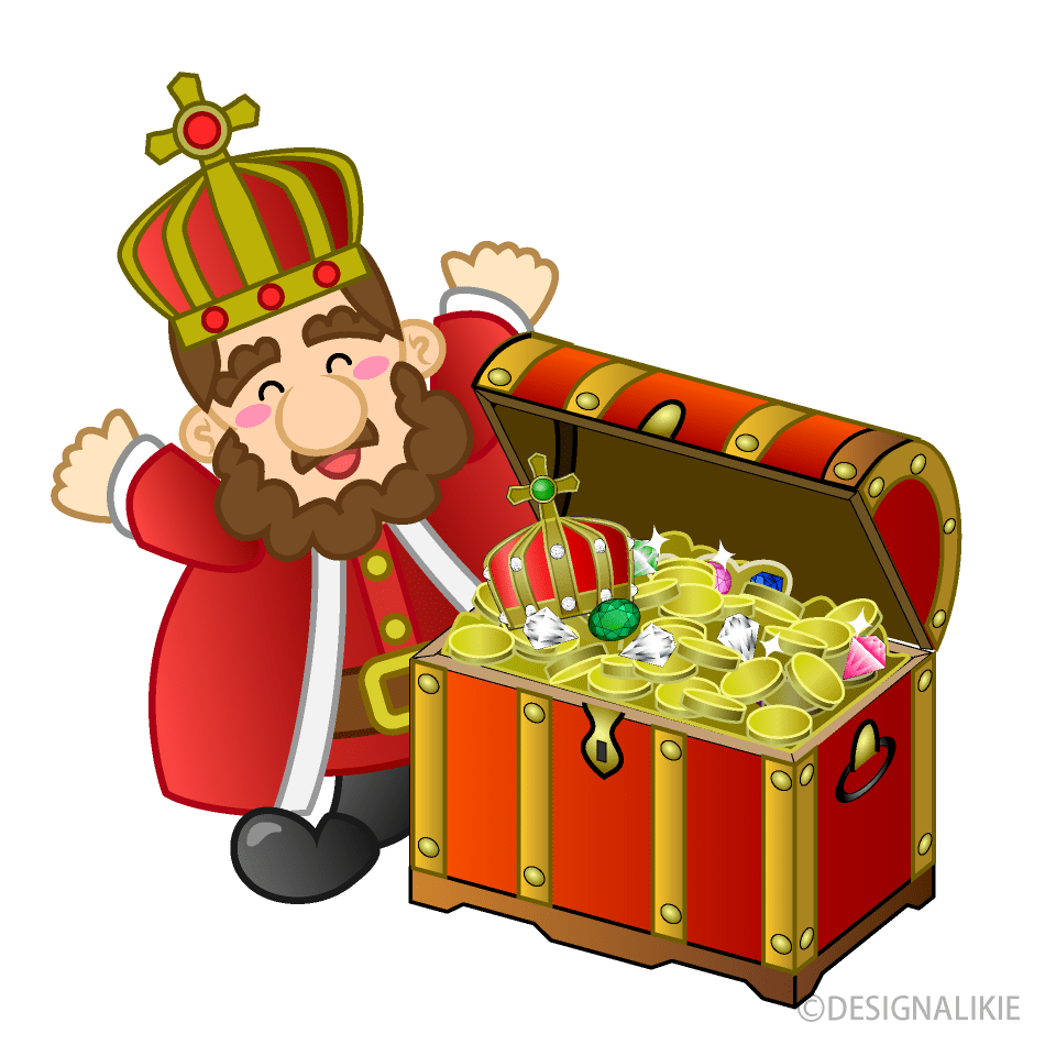 Fat King with Treasure Chest Clip Art Free PNG Image｜Illustoon