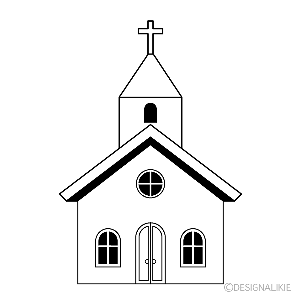 Small Church Black and White Free PNG Image｜Illustoon