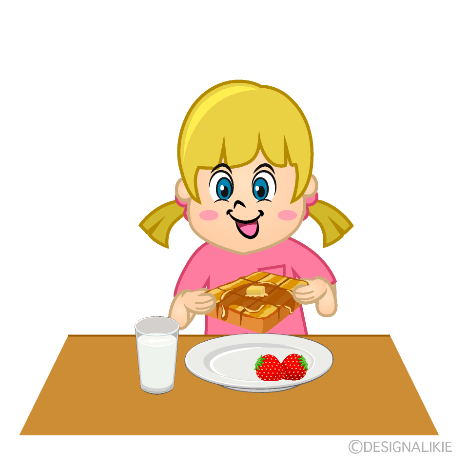 Girl Eating French Toast Cartoon Free PNG Image｜Illustoon