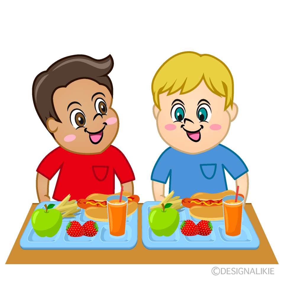 Kids Eating Lunch Cartoon Free PNG Image｜Illustoon