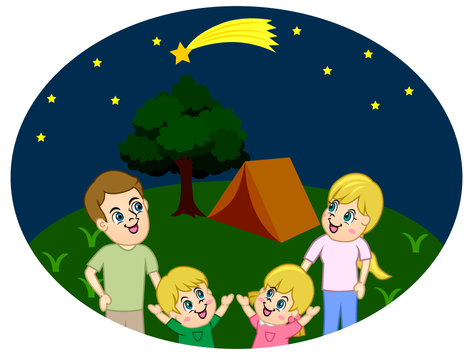 Family Stargazing Cartoon Free PNG Image｜Illustoon