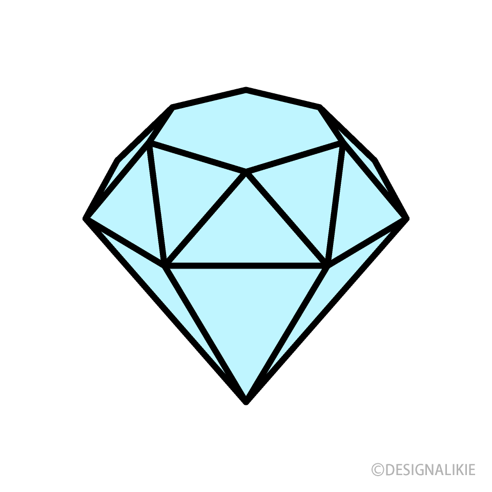 Simple Light Blue Diamond Clip Art Free PNG Image｜Illustoon