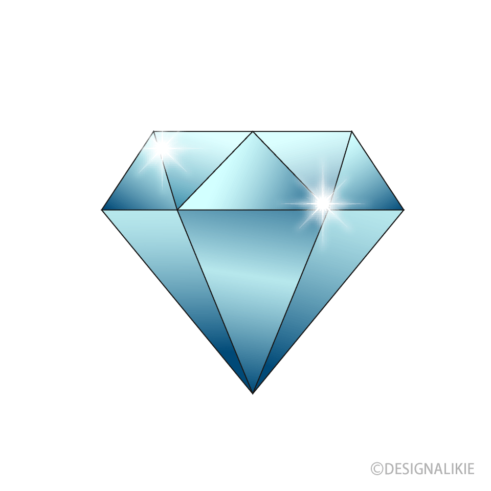 Sparkling Light Blue Diamond from Side Clip Art Free PNG Image｜Illustoon