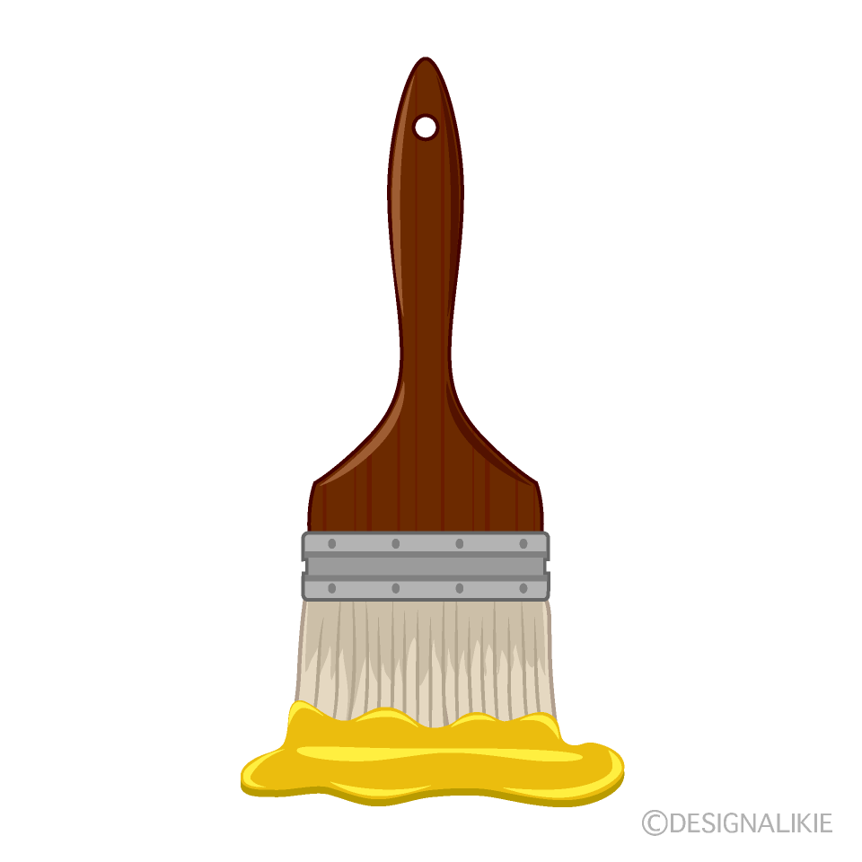 Paint Brush with Yellow Ink Clip Art Free PNG Image｜Illustoon
