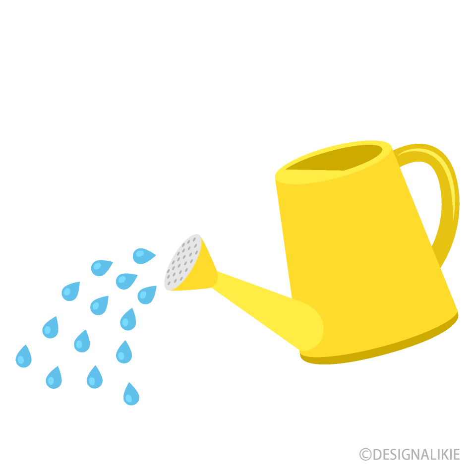 Yellow Watering Can Pouring Clip Art Free PNG Image｜Illustoon