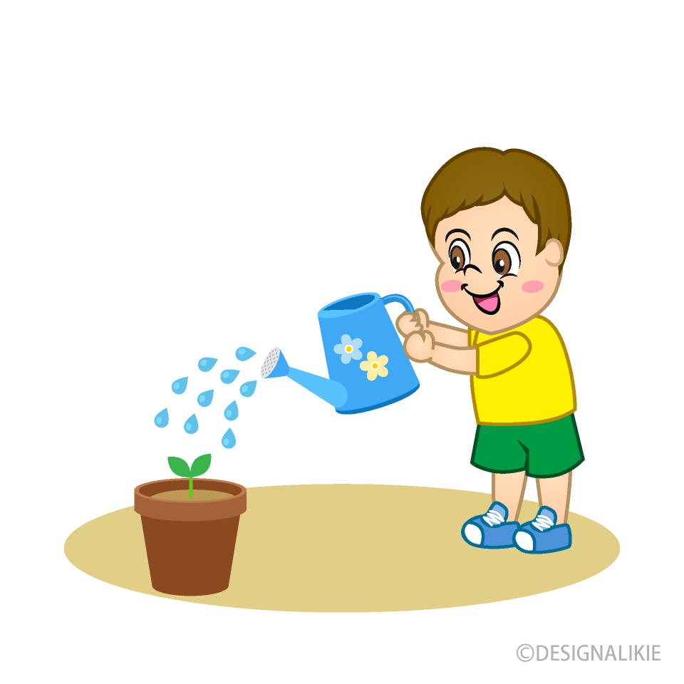Boy Watering Plants Clip Art Free PNG Image｜Illustoon