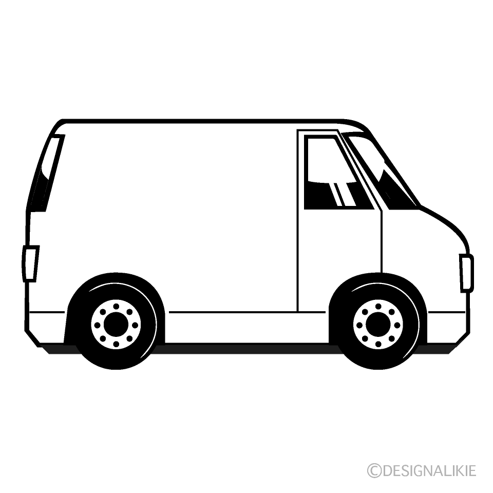 Delivery Van Black and White Free PNG Image｜Illustoon