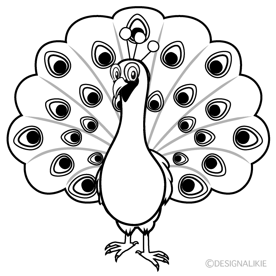 Peacock Black and White Free PNG Image｜Illustoon