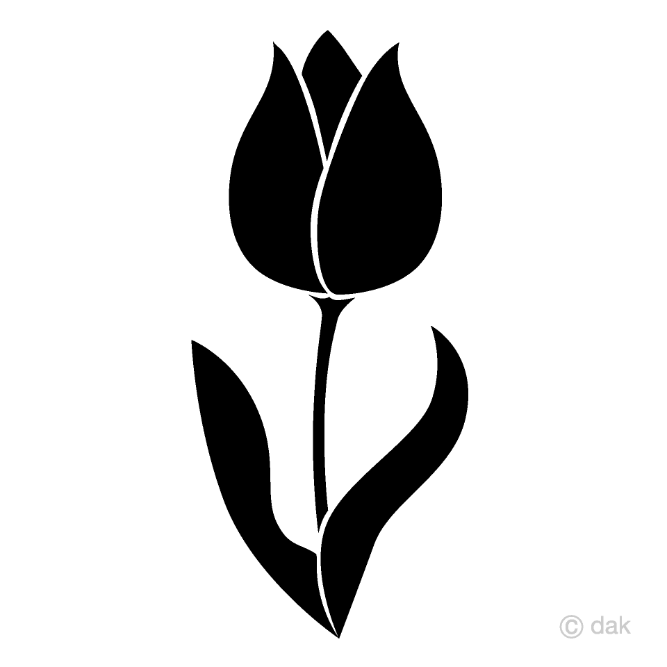 Black and White Tulip Clip Art Free PNG Image｜Illustoon