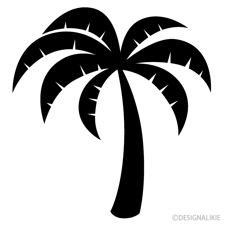 Simple Palm Tree Black and White Clip Art Free PNG Image｜Illustoon