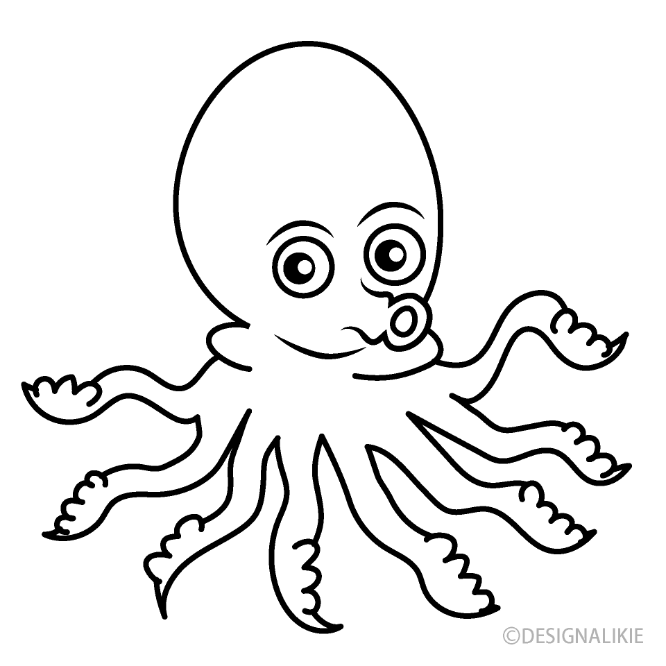 Octopus Black and White Clip Art Free PNG Image｜Illustoon