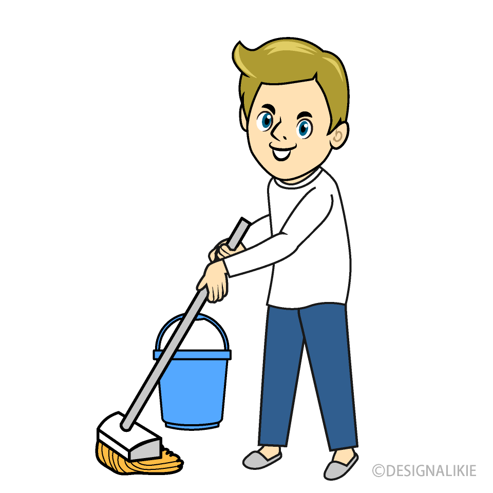 Mopping Man Clip Art Free PNG Image｜Illustoon