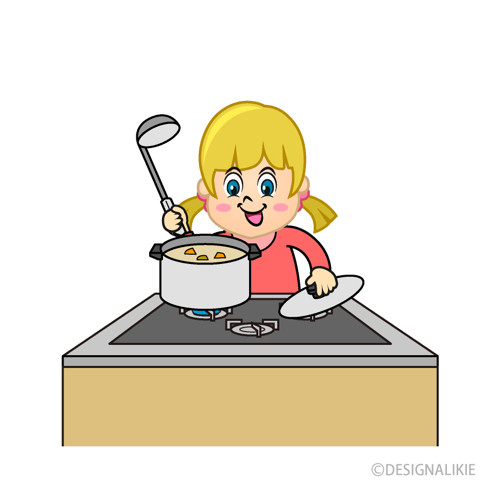 Cute Girls Cooking Clip Art Free PNG Image｜Illustoon