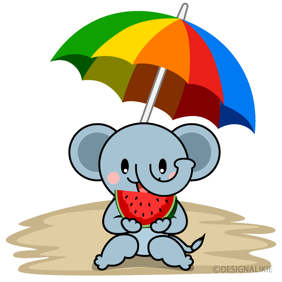 Elephant Eating Watermelon Cartoon Free PNG Image｜Illustoon