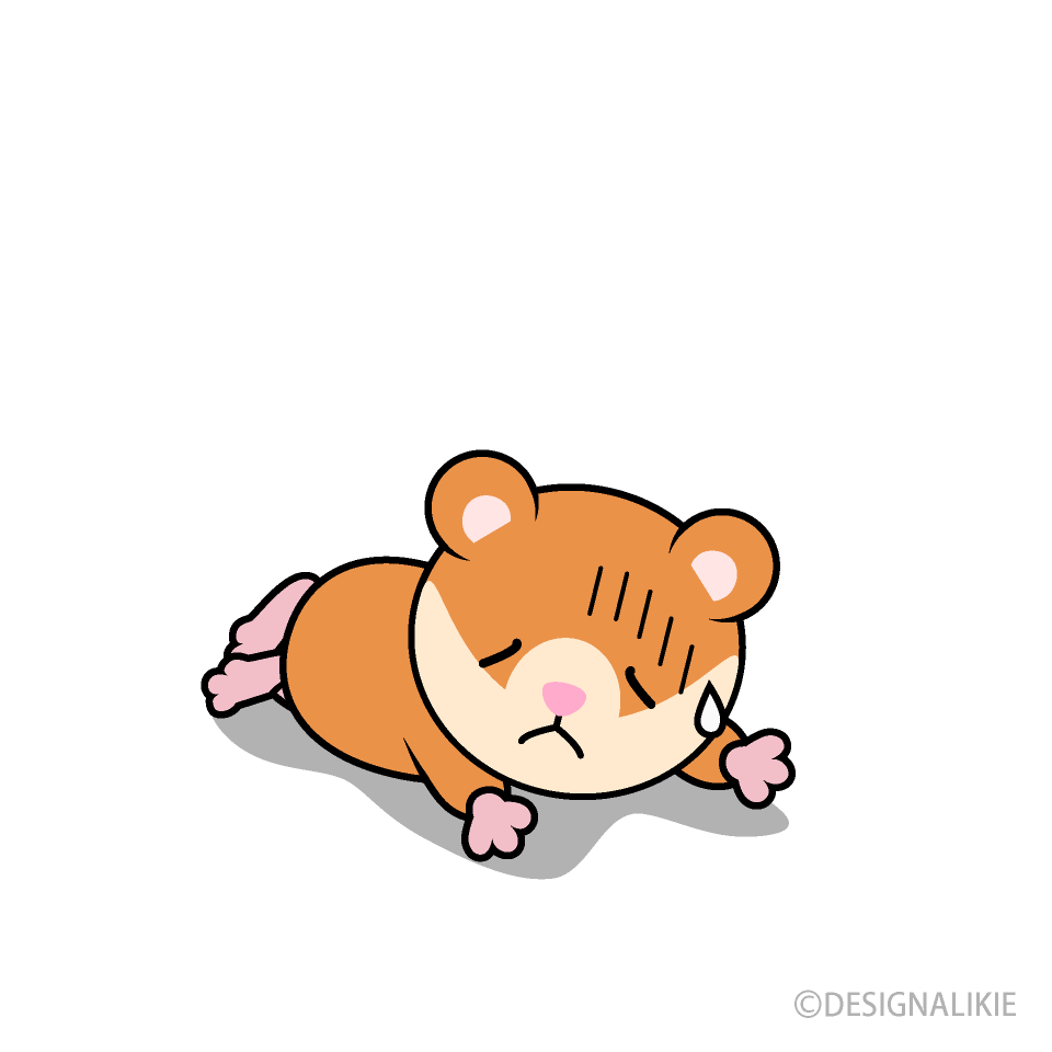 Tired Hamster Cartoon Free PNG Image｜Illustoon