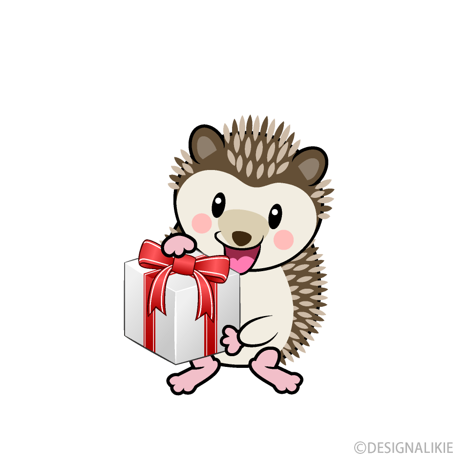 Present Hedgehog Cartoon Free PNG Image｜Illustoon