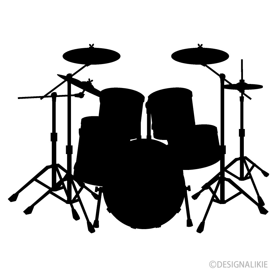 Drum Set Silhouette Free PNG Image｜Illustoon