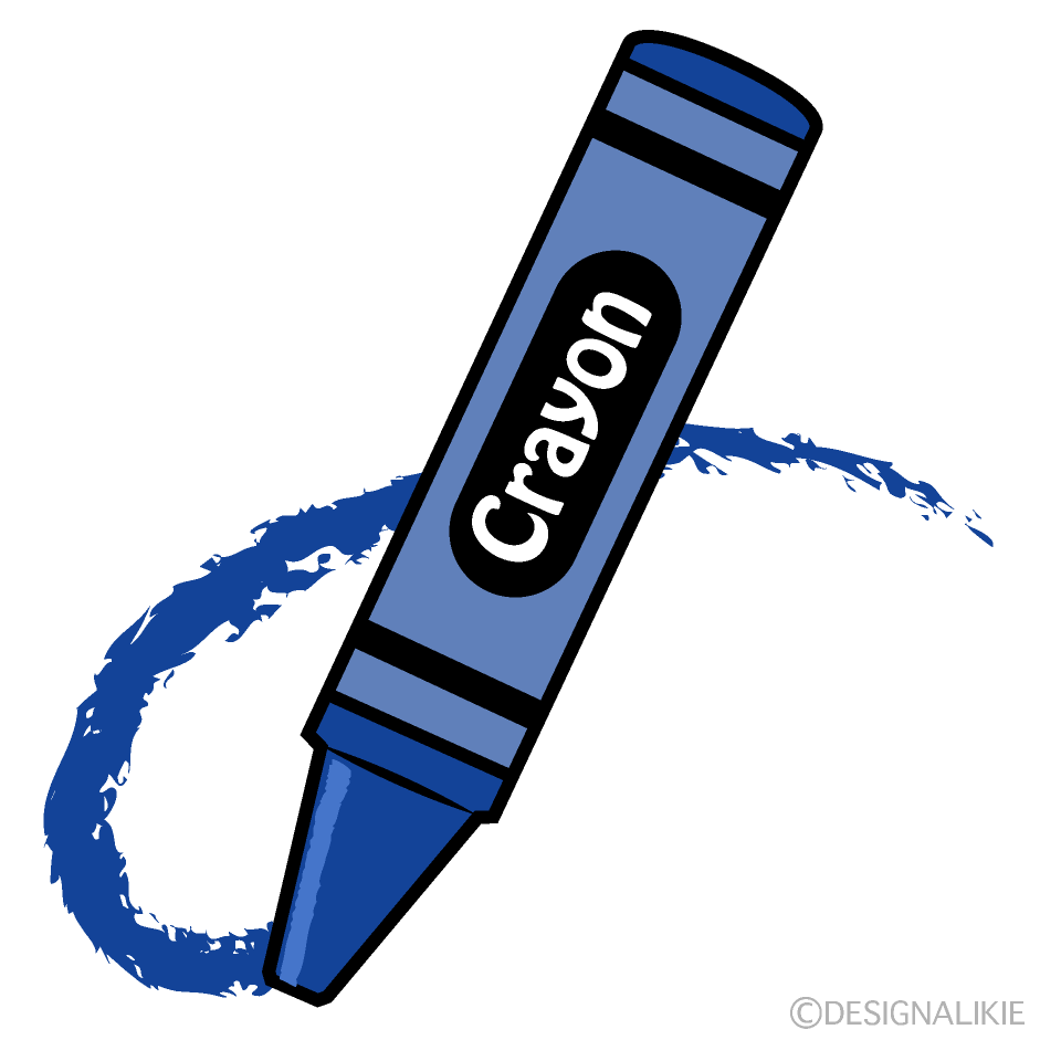 Drawing Blue Crayon Clip Art Free PNG Image｜Illustoon