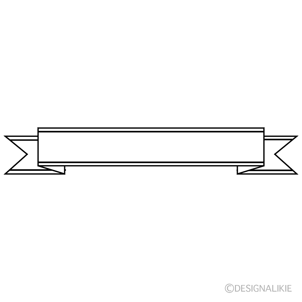 Long Banner Black and White Clip Art Free PNG Image｜Illustoon