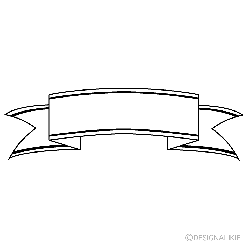 Rounded Banner Black and White Clip Art Free PNG Image｜Illustoon