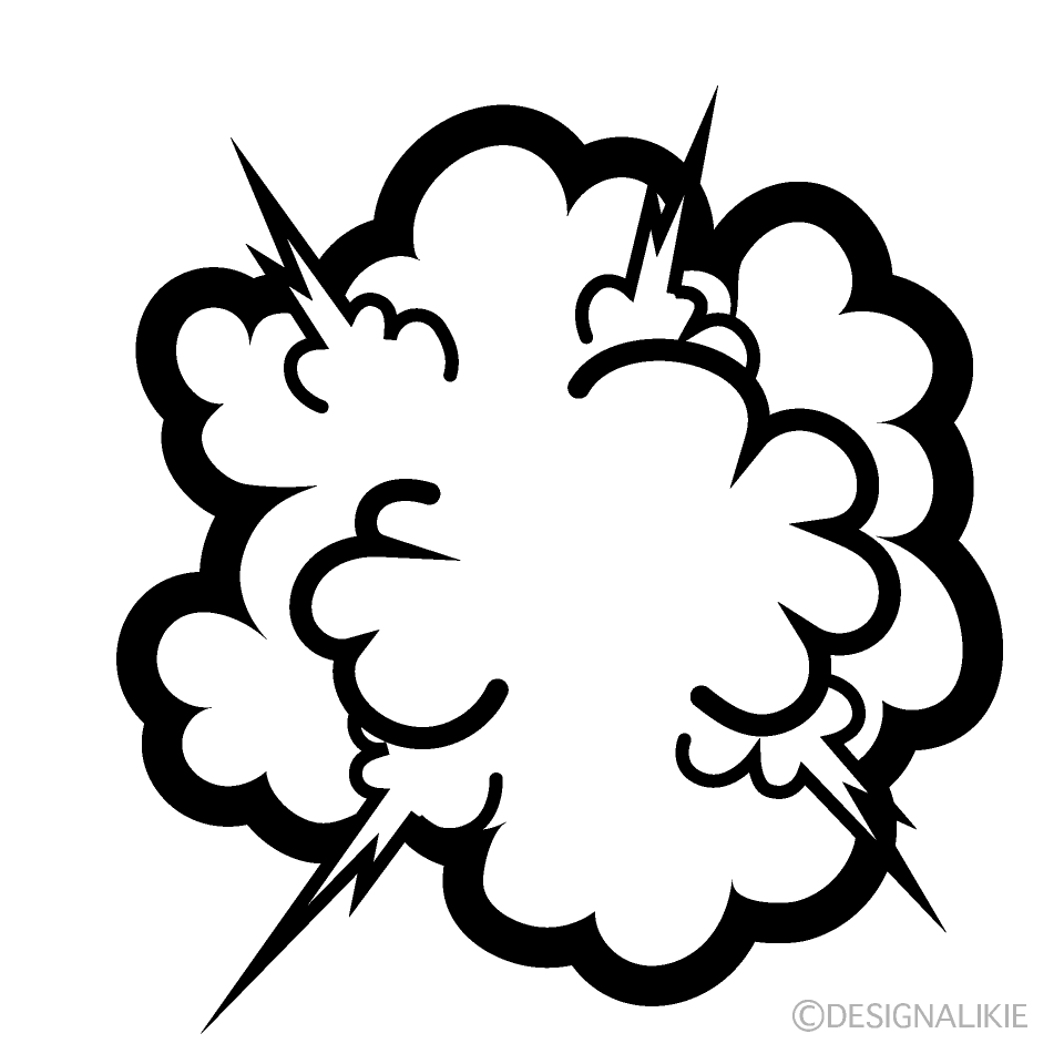 Smoke Explosion Black and White Clip Art Free PNG Image｜Illustoon