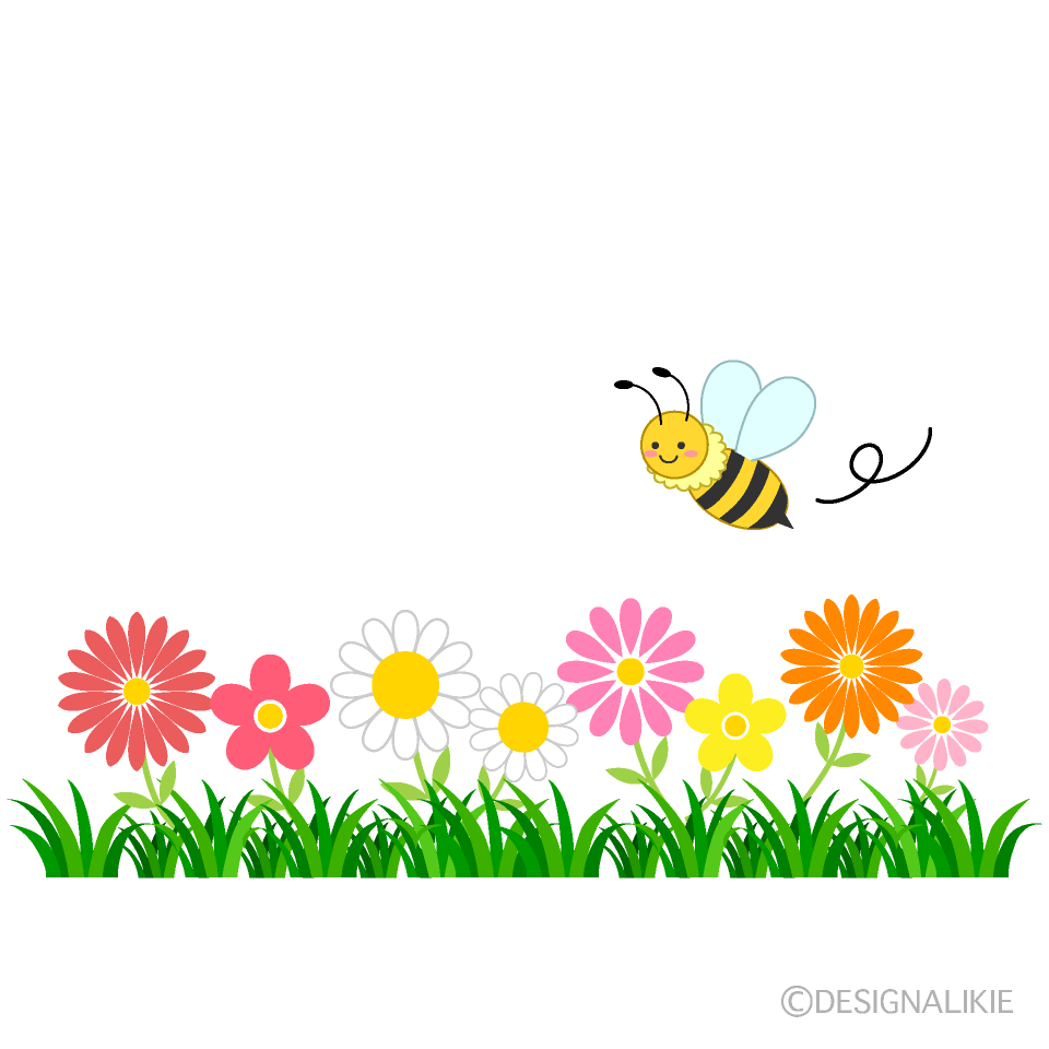 Bee and Wildflowers Clip Art Free PNG Image｜Illustoon