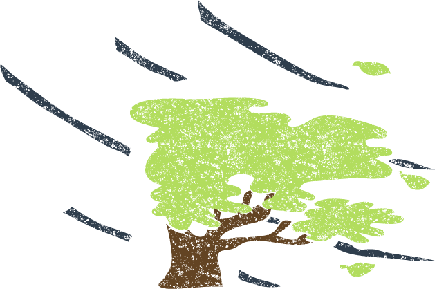 無料イラスト 自然災害 強風 台風 暴風 強風の木のイラスト無料素材 | イラストプラザ