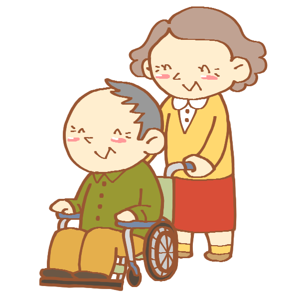車いすを押すおばあさんのイラスト かわいいフリー素材が無料のイラストレイン