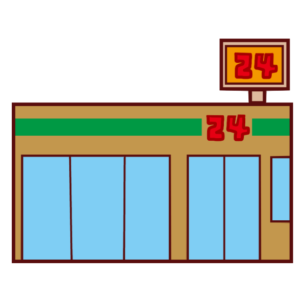 色塗りできるコンビニ【ローソン風】のイラスト|ぬれよん-ぬれるフリーイラスト コンビニのイラスト | かわいいフリー素材が無料のイラストレイン
