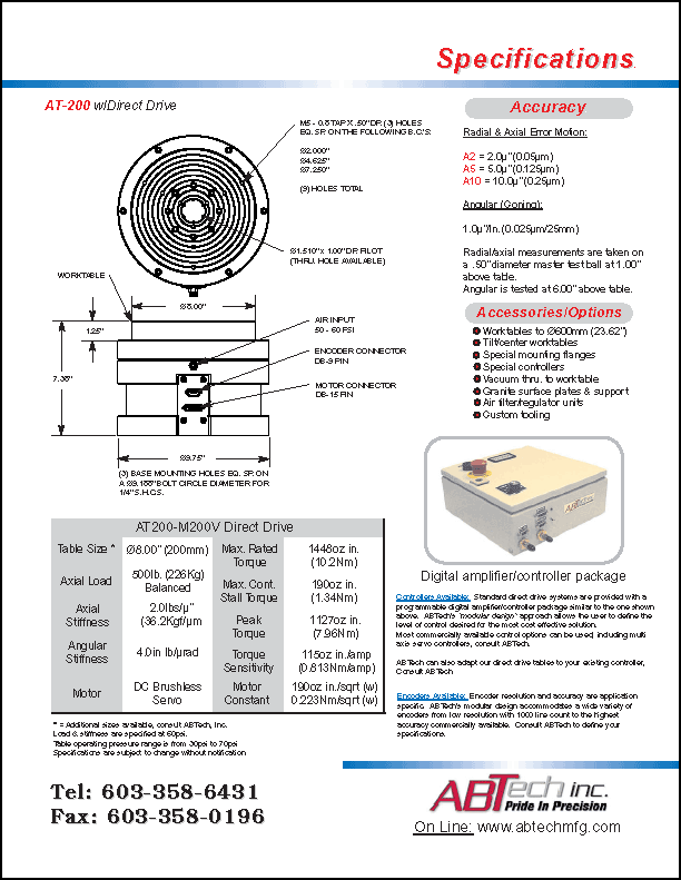ABTech Direct Drive Air Bearing Table