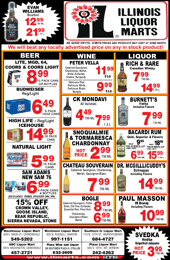 Weekly Deals Illinois Liquor Marts