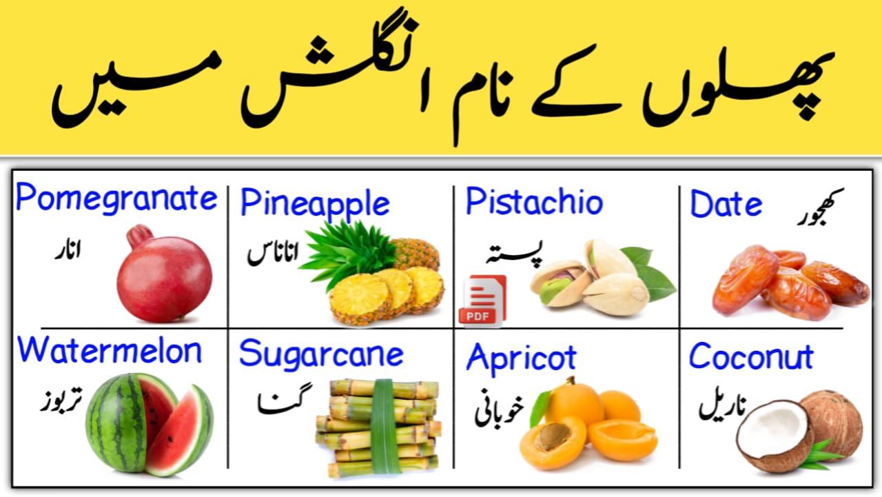 Name of Fruits in English and Urdu