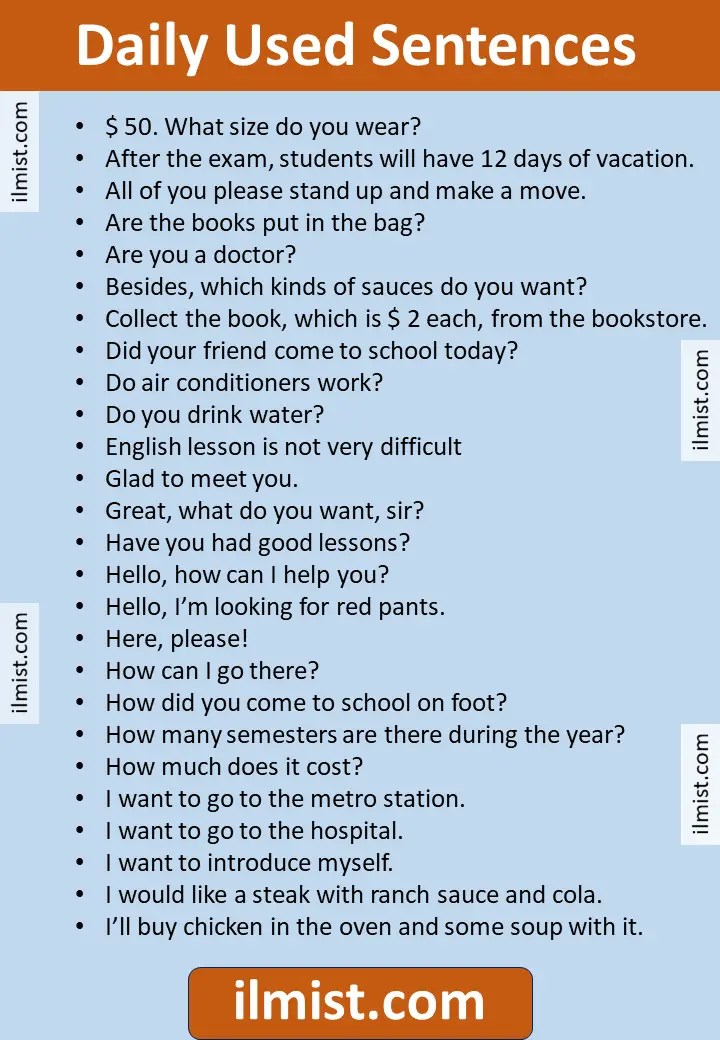 30 English Sentences Used In Daily Life With Examples ilmist