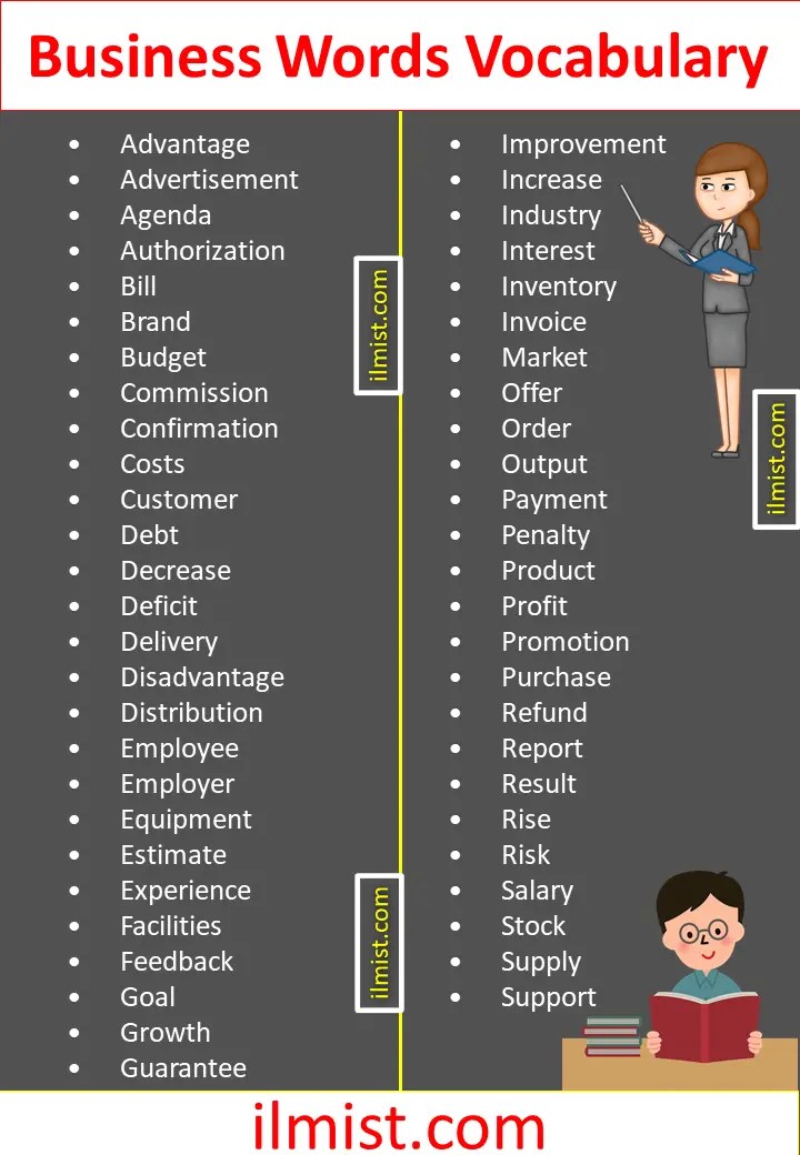 Business Words Vocabulary 50+ Words Used in Business ilmist