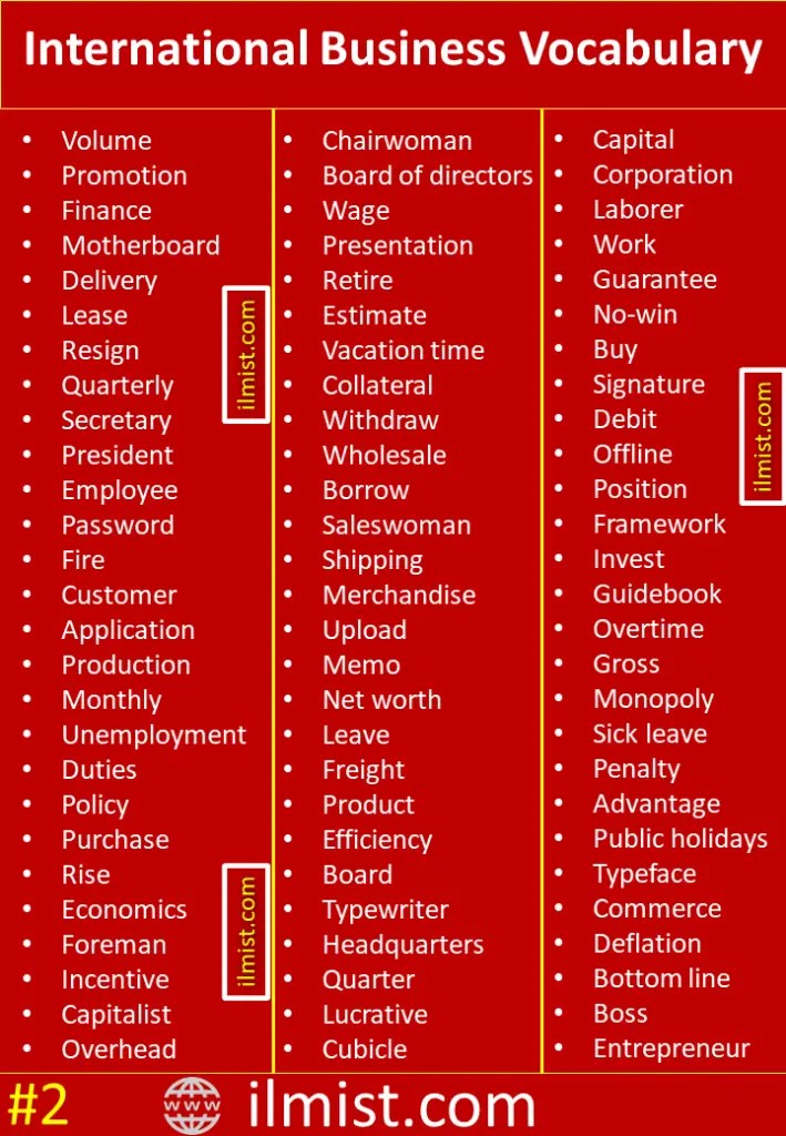 500+ Business Vocabulary Words List In English Business Vocabulary