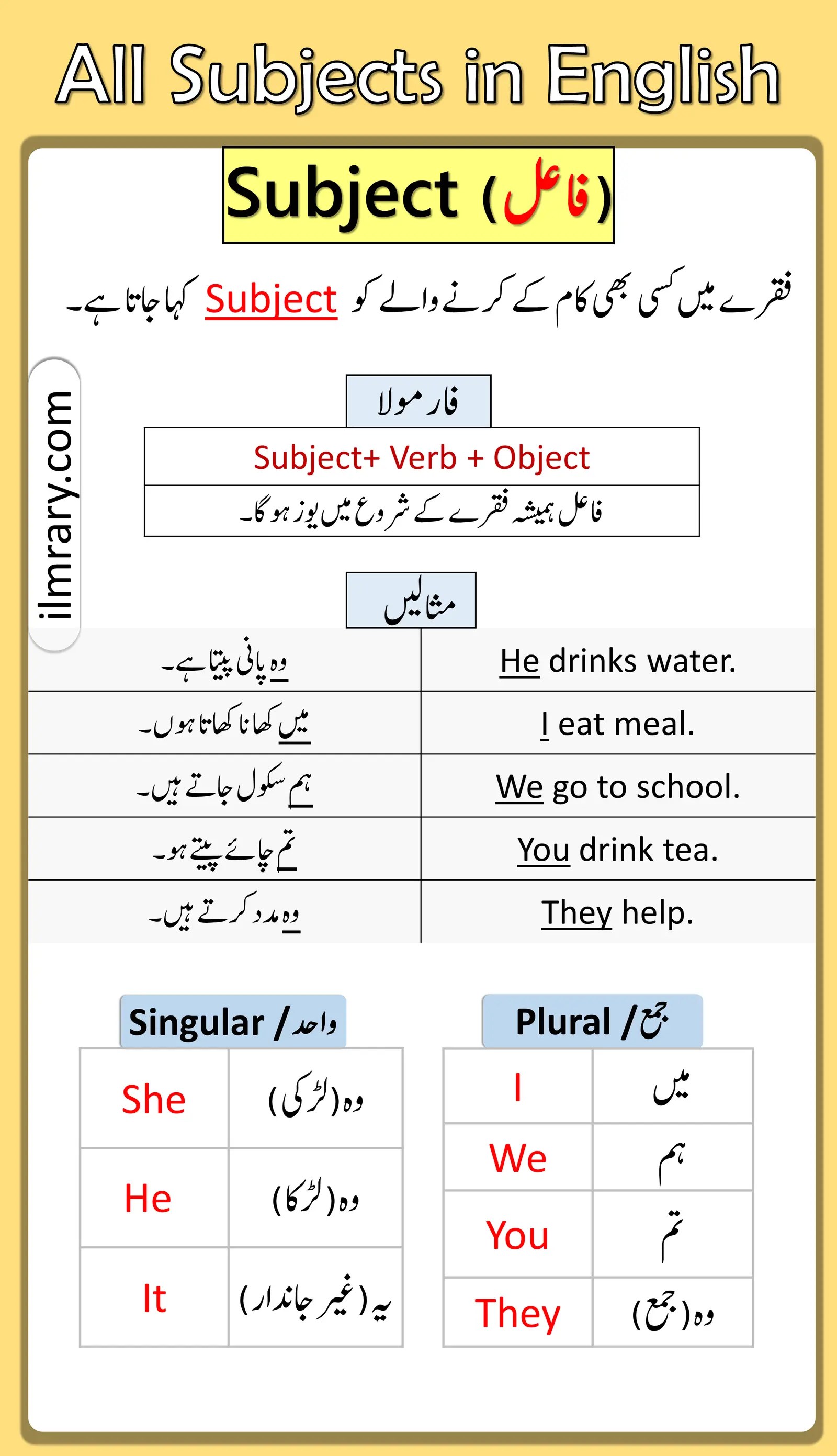 All Subjects in Urdu Learn English Grammar like Kids Day 1