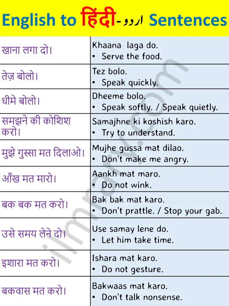 1000 Daily Use English to Hindi Sentences Part 2 iLmrary