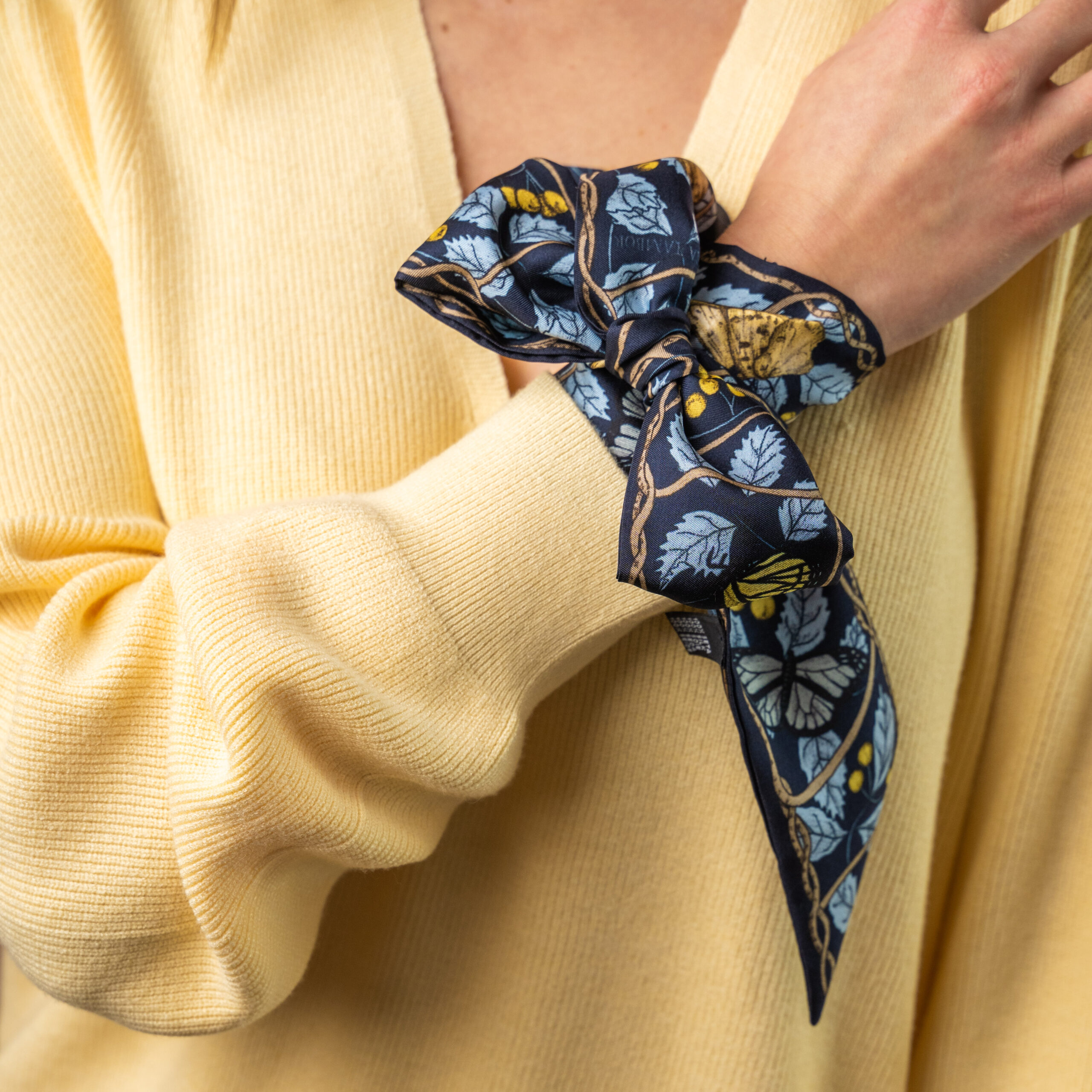 Blue Silk Scarf Twilly Leshy Ilona Tambor