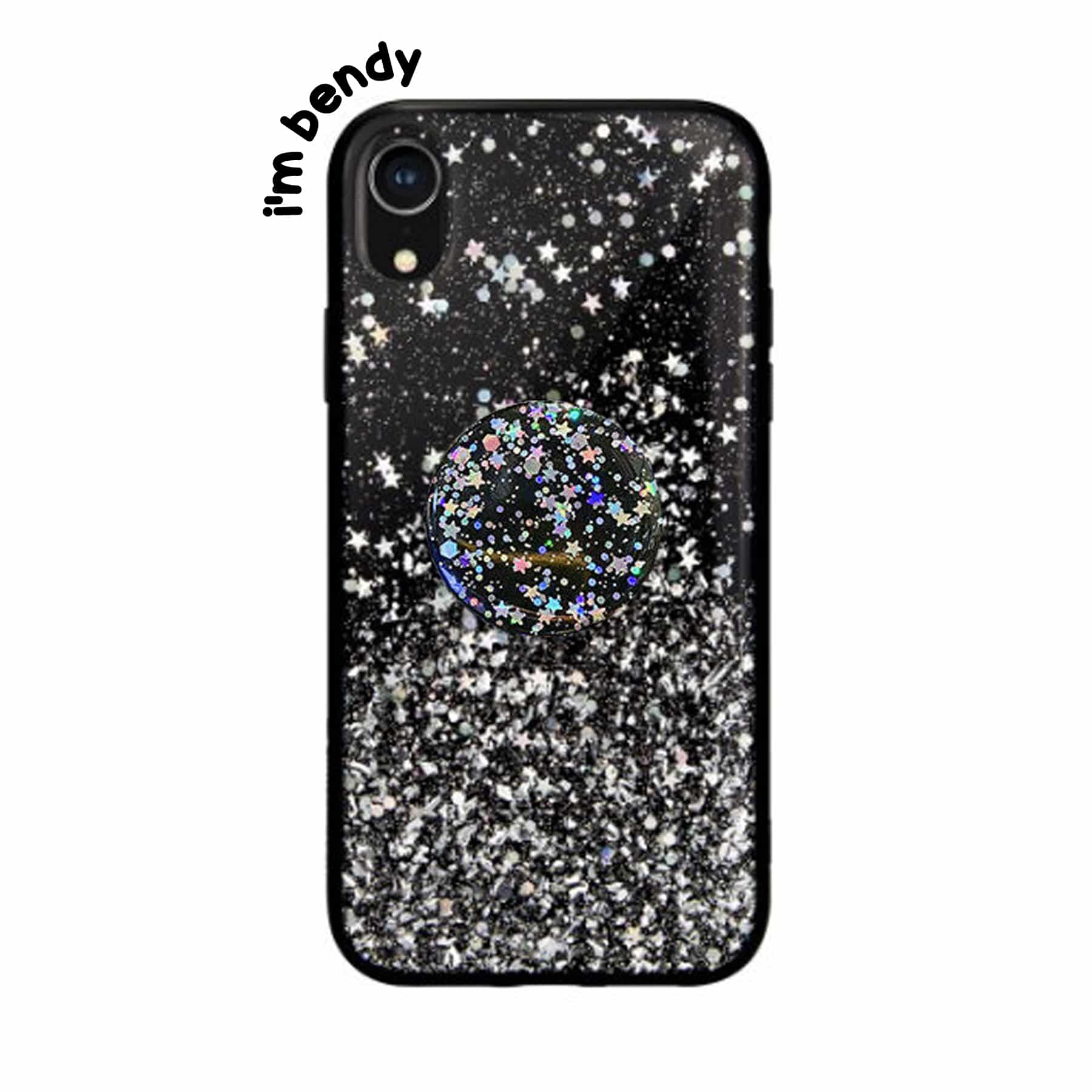 Black Sequin Glitter Phone Case with Phone Grip I Love Cheer®