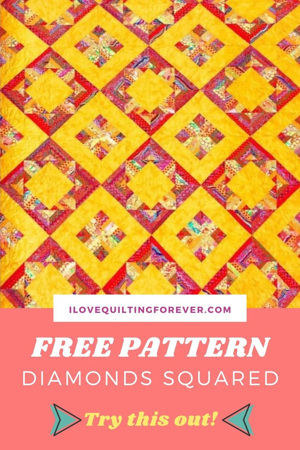 Free Quilt Pattern Diamonds Squared by Donna Jordan I Love Quilting