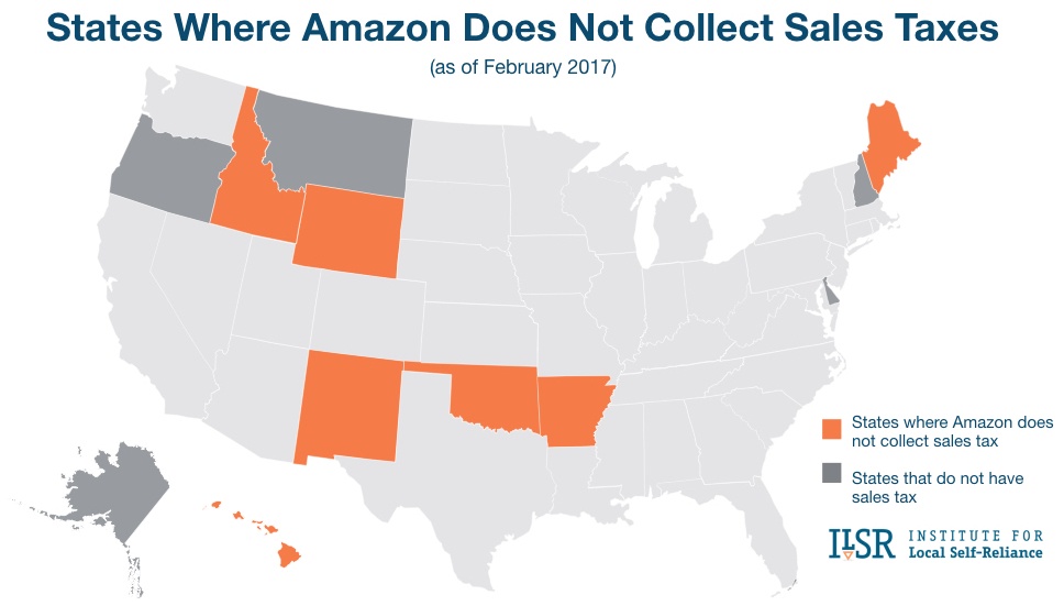 Amazon Sales Tax Fairness Map 2017.02 Institute for Local SelfReliance