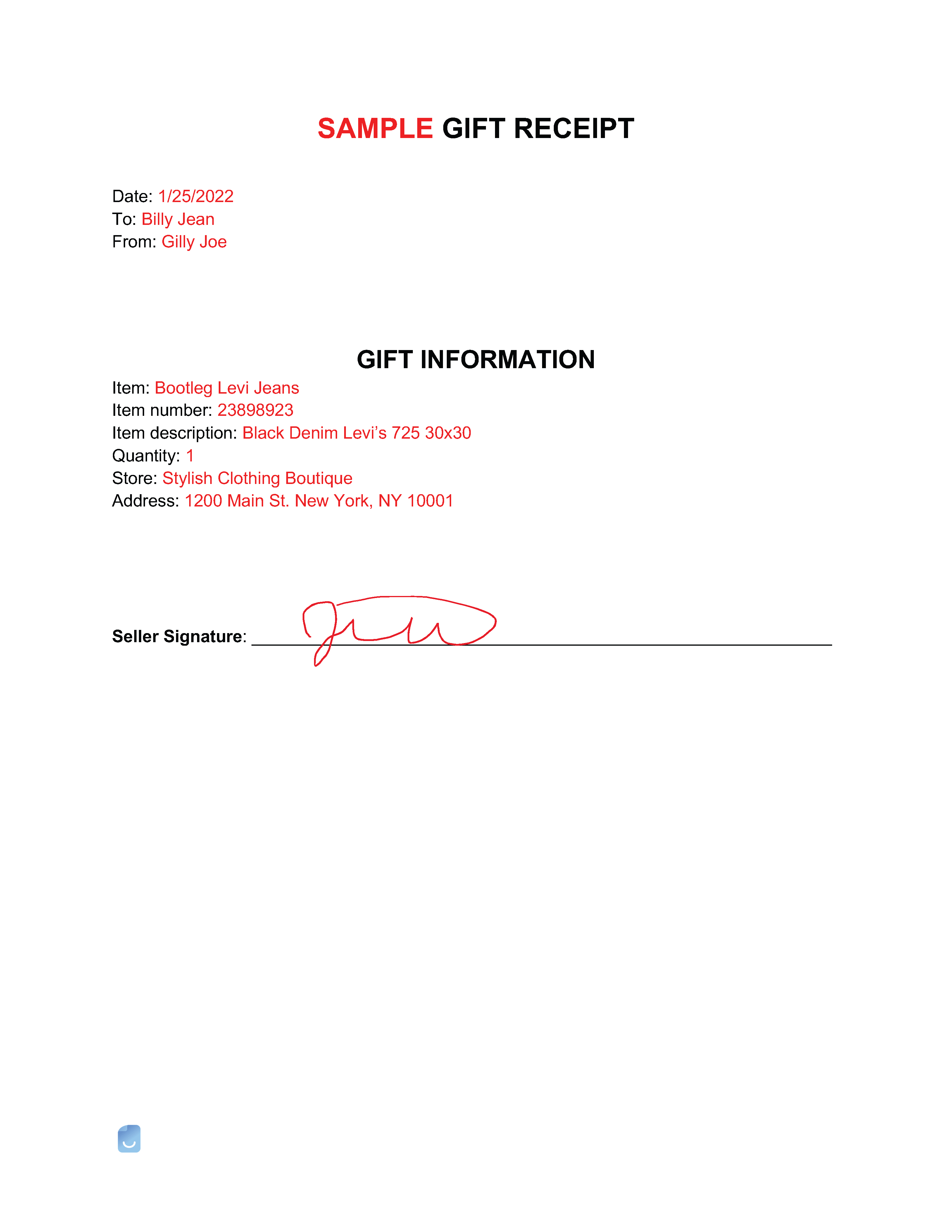 Gift Receipt Template Invoice Maker