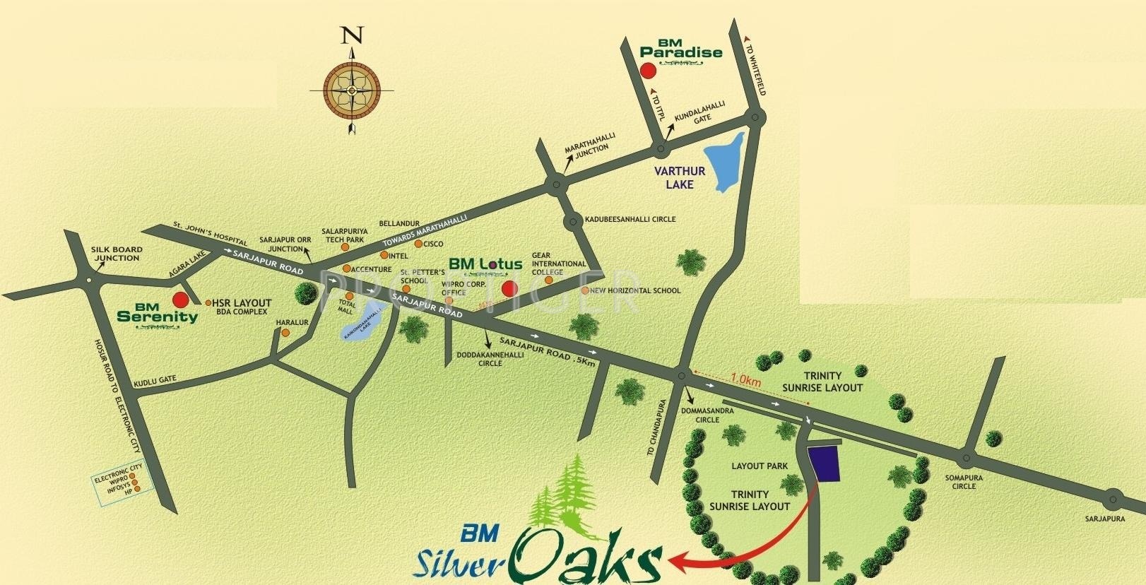 BM Silver Oaks in Sarjapur Road Post Railway Crossing, Bangalore