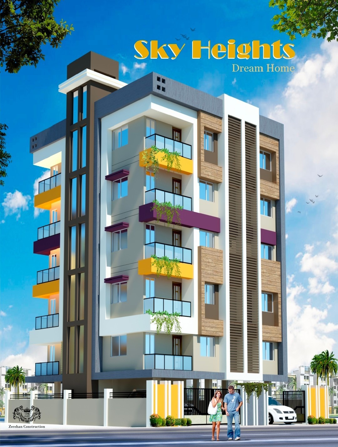 1055 sq ft 3 BHK 3T Apartment for Sale in Zeeshan Construction Sky