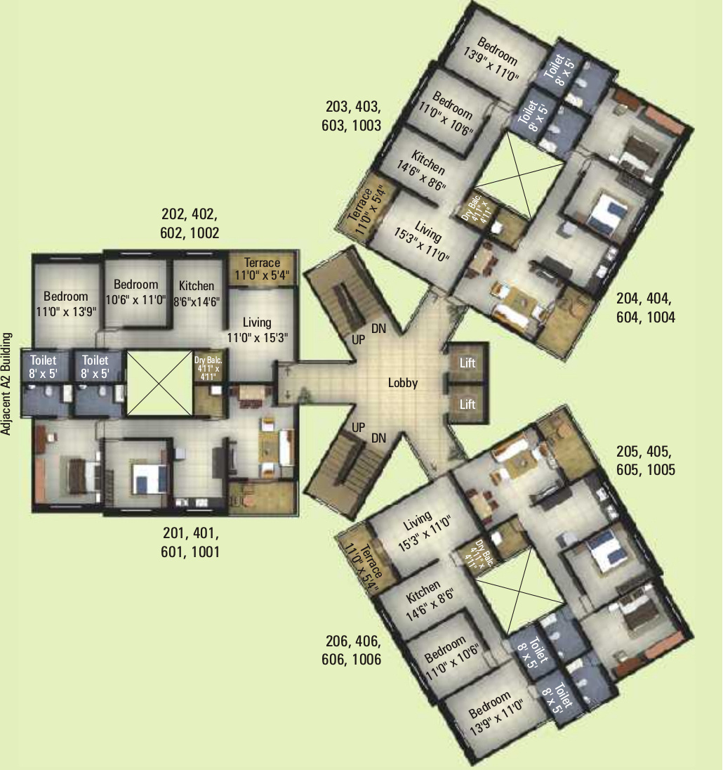 990 sq ft 2 BHK 2T Apartment for Sale in Kumar Properties Palmcrest