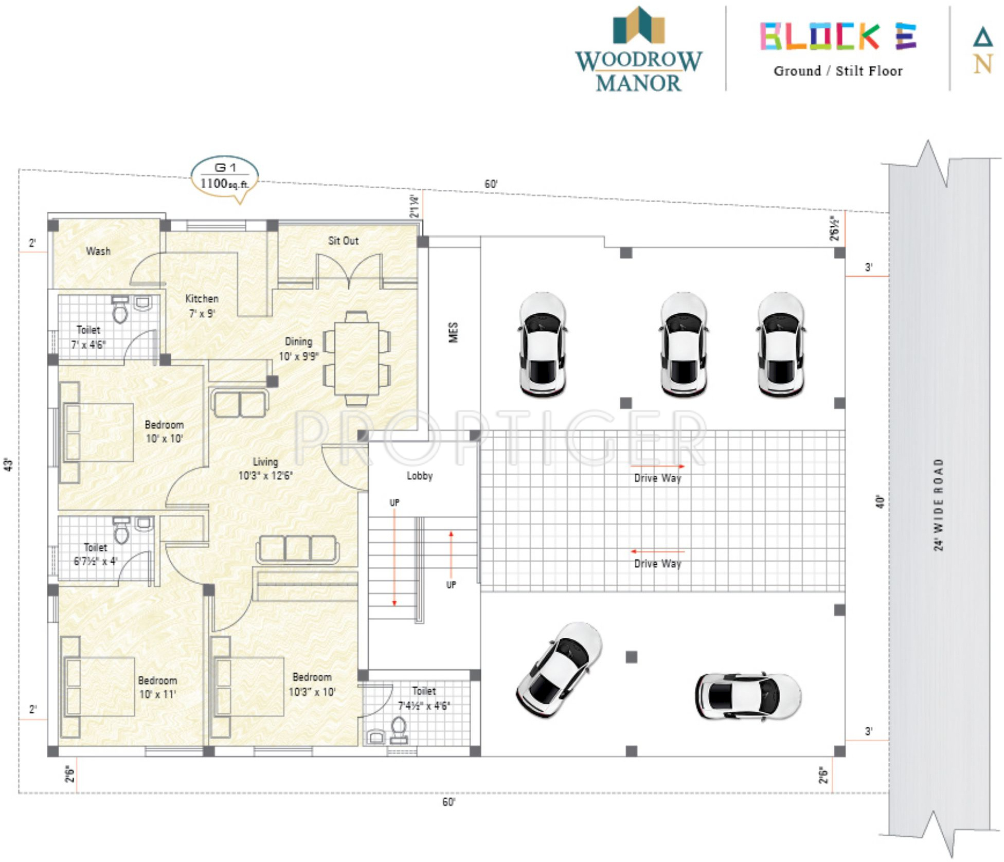 425 sq ft 1 BHK 1T Apartment for Sale in Sekaran Realties Woodrow Manor