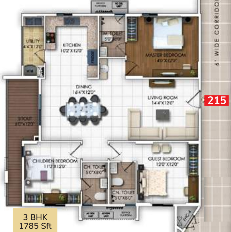 1345 sq ft 2 BHK 2T Apartment for Sale in DSR Infrastructures RR