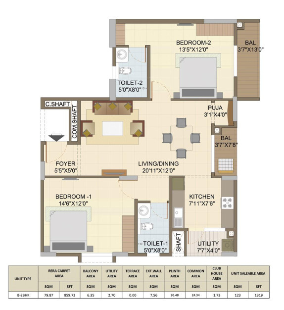 1198 sq ft 2 BHK 2T Apartment for Sale in Suguna Builders And Developers Pristine Square RR