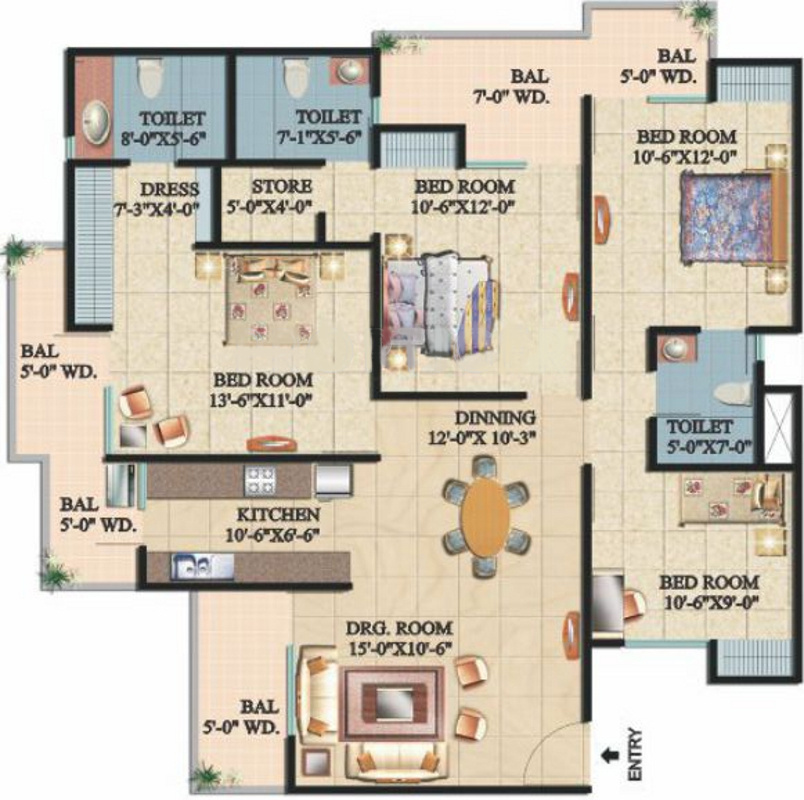 915 sq ft 2 BHK 2T Apartment for Sale in Ajnara India Integrity Raj